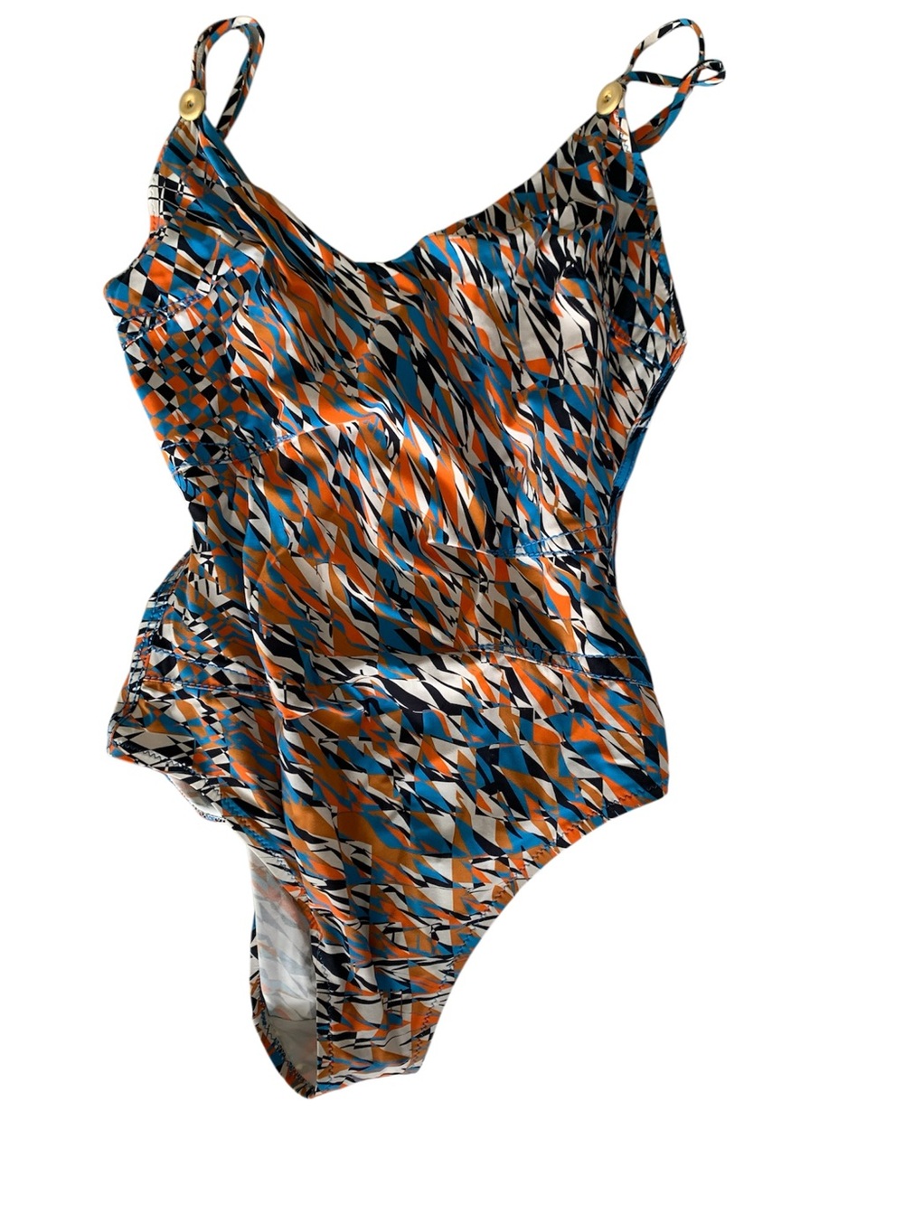 SHAN Orange, Blue & White Geometric Swimwear Accent